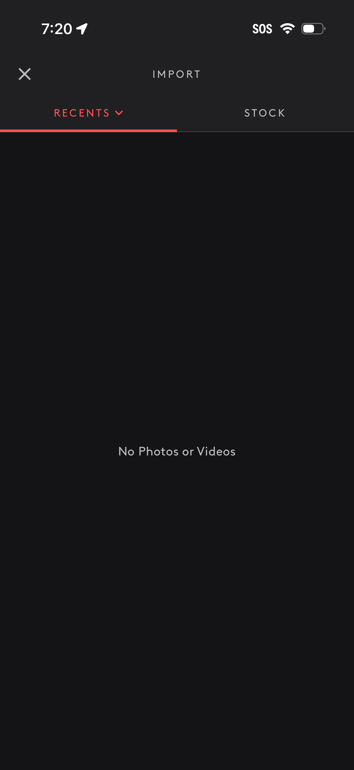 videoleap empty-state screenshot